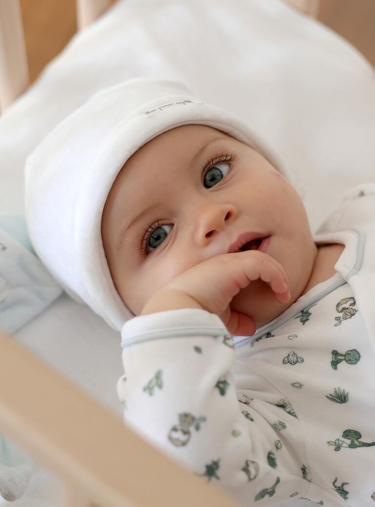 Pyjama et bonnet en velours écru