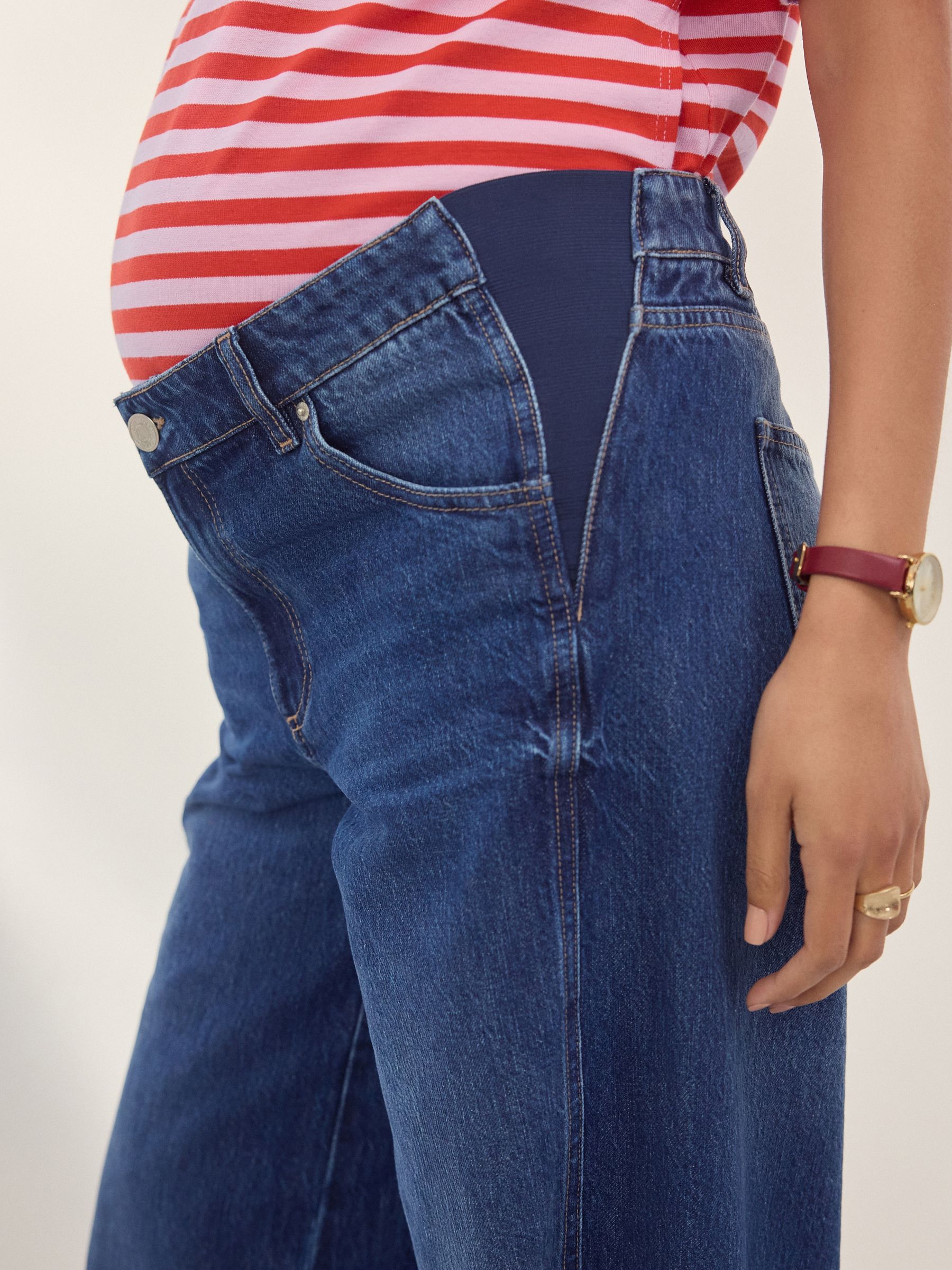 Donkerblauw - Zwangerschapsjeans met wijde pijpen van 100% katoen