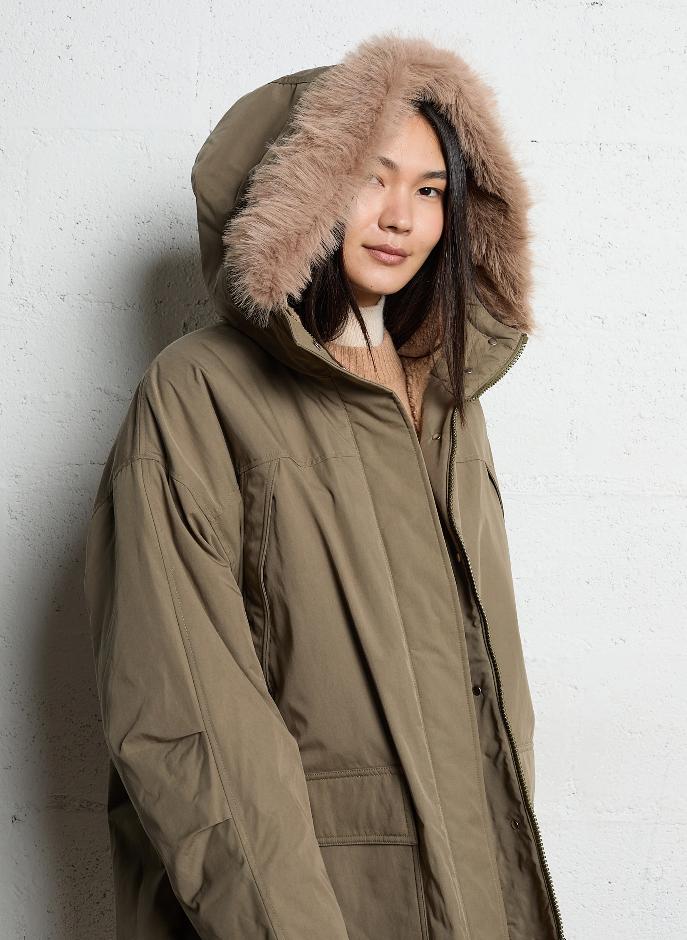 HOGGAR - Parka longue en coton mélangé | Beige