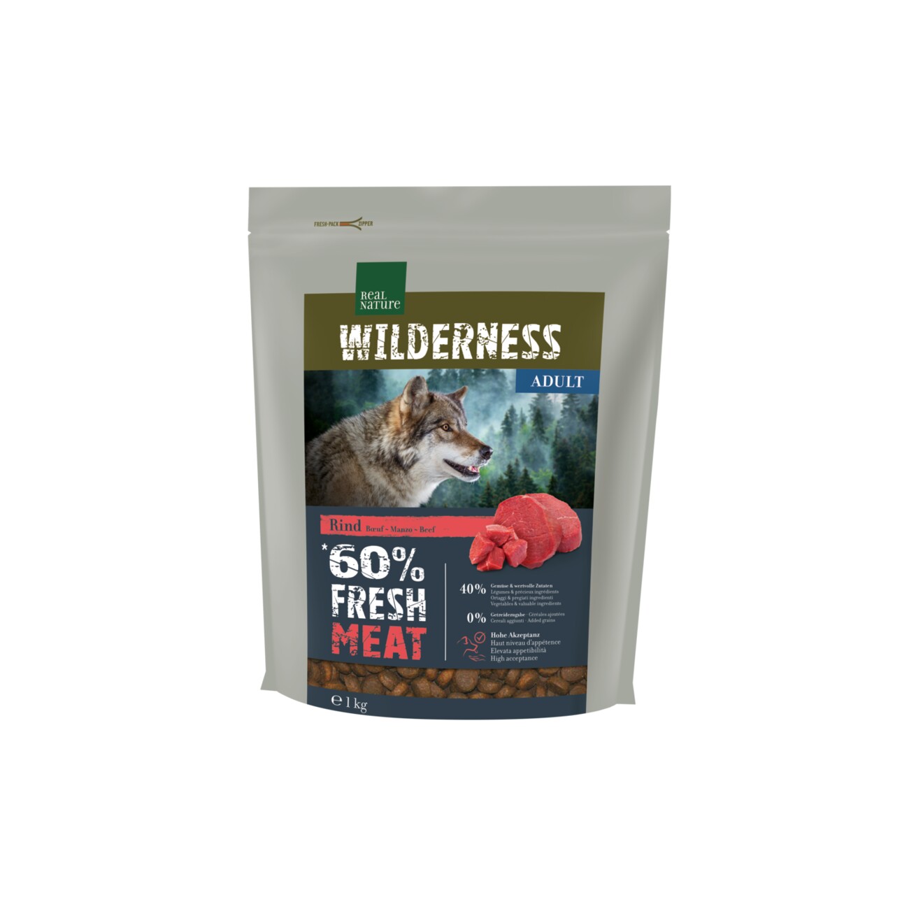 REAL NATURE WILDERNESS Fresh Meat Trockenfutter Hund, Adult, Beef 1 kg