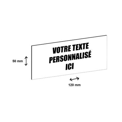 Plaque boîte à lettres personnalisée avec votre texte - 120 x 50 mm - blanche - adhésivée prête à poser