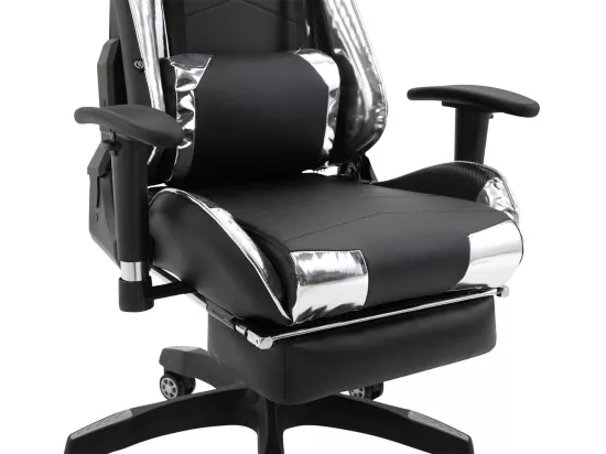 Chaise de bureau - Similicuir (métallique) & Plastique - Noir / Blanc - Turbo XL