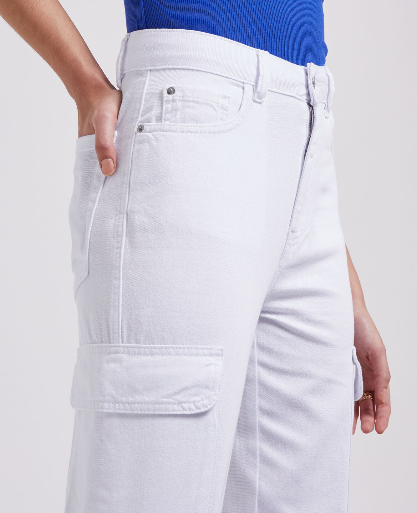 Jean cargo droit - Blanc