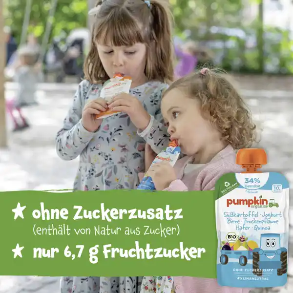Bio Quetschie mit Süßkartoffel, Joghurt, Birne, Trockenpflaume, Hafer & Quinoa