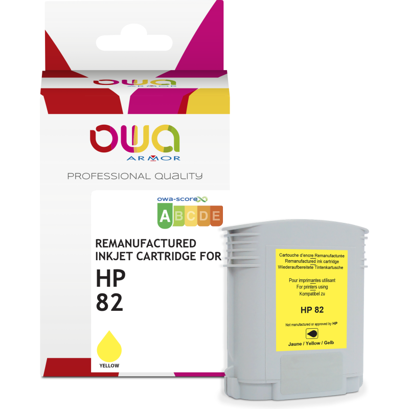 Cartouche d'encre traceur remanufacturée OWA - standard - Jaune - pour HP 82