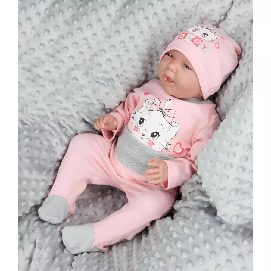 TupTam Baby Bekleidungsset Langarmbody Hose Mütze3 teilig apricot