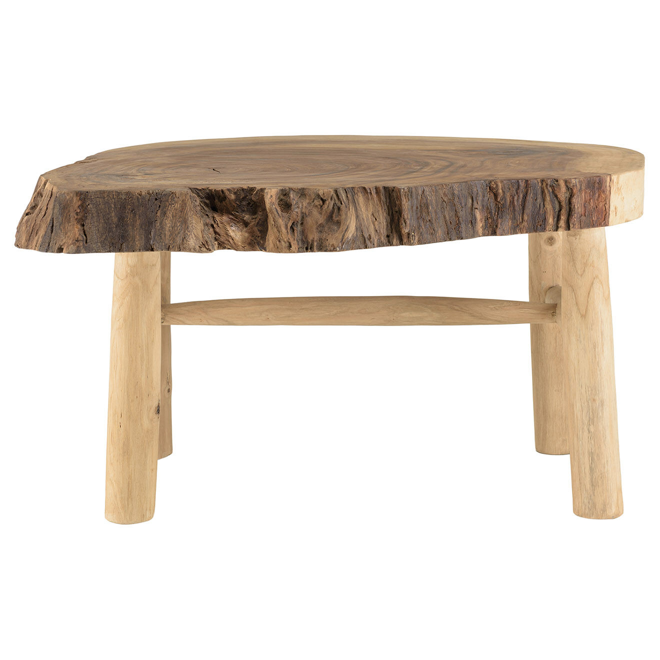 Macabane Table basse en branches de teck Will bois - 102x80x50.5 cm