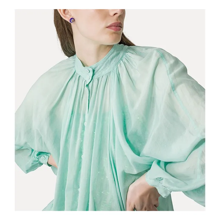 Forte Forte Blouse Bohémienne Voile de Coton et Soie | Aqua