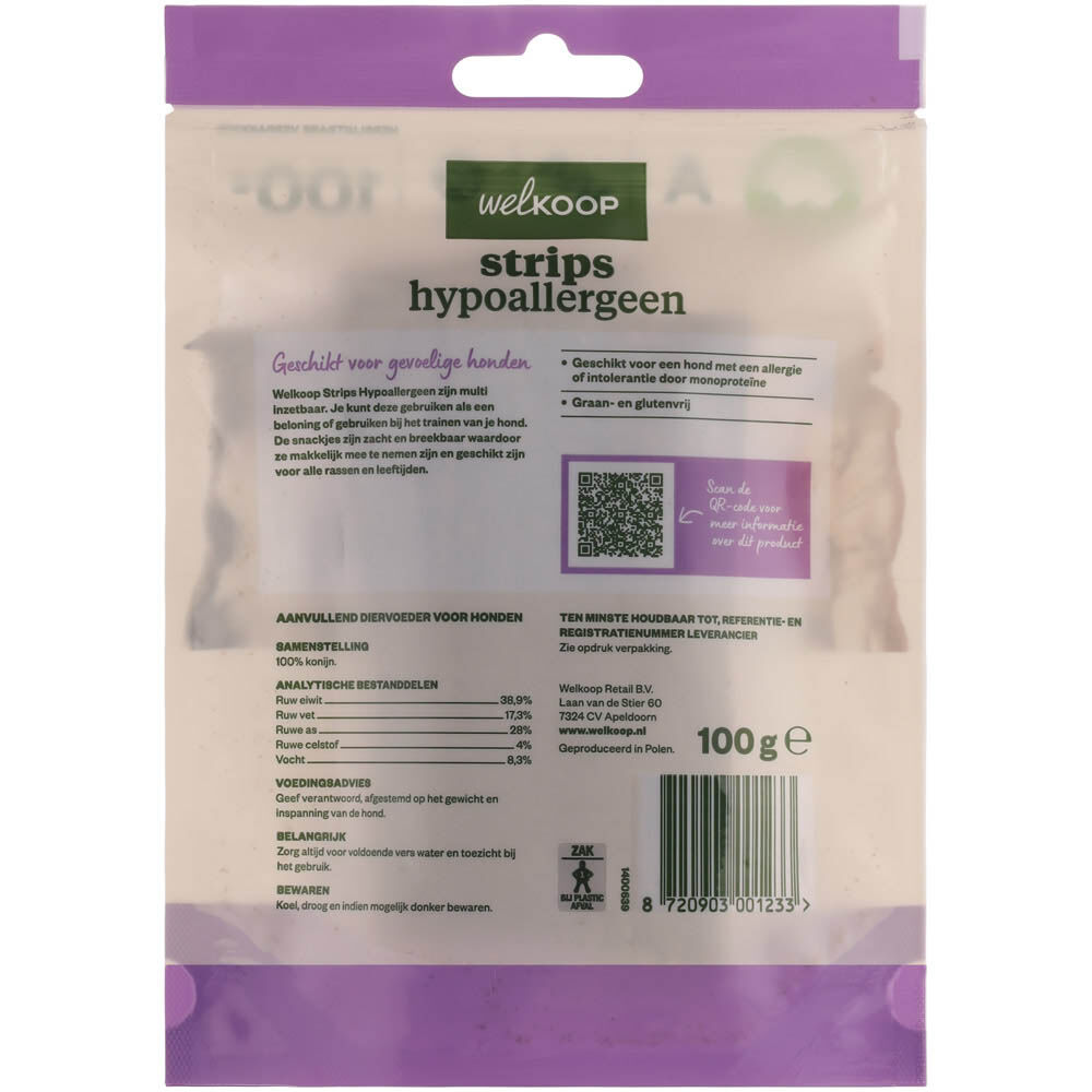 Welkoop - Strips Hypoallergeen - 100 Gram - konijn