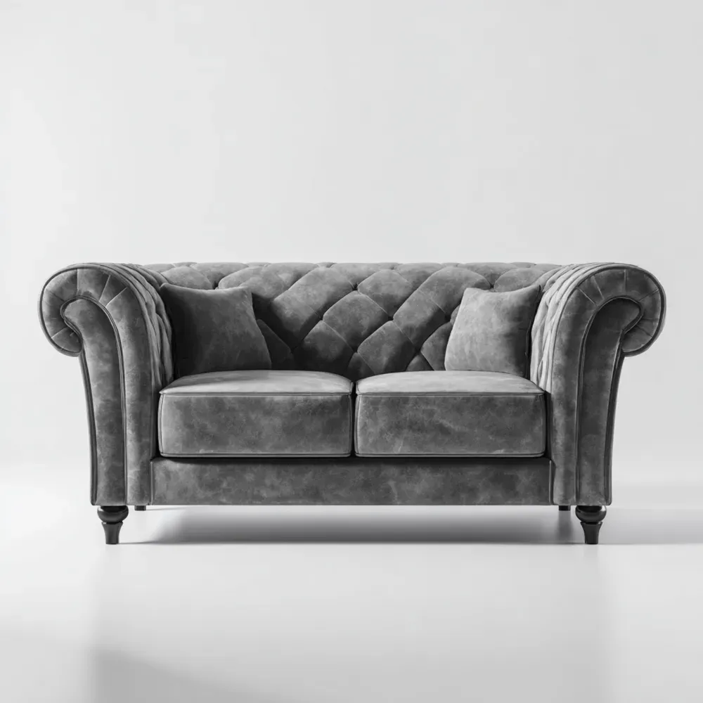 Zweisitzer-Sofa Samt 150x85x75 cm - Grau - Klassisches Design