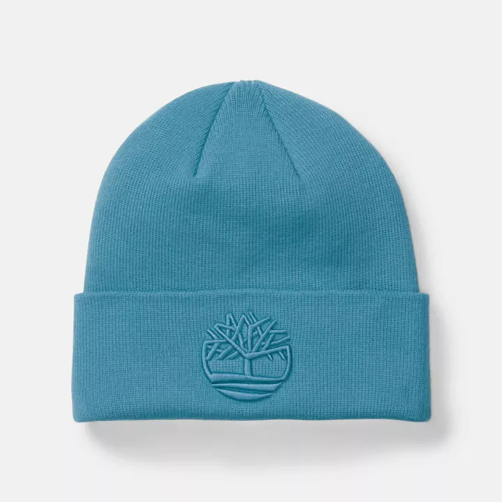 Gorro masculino azul com bordado 3D tonal.