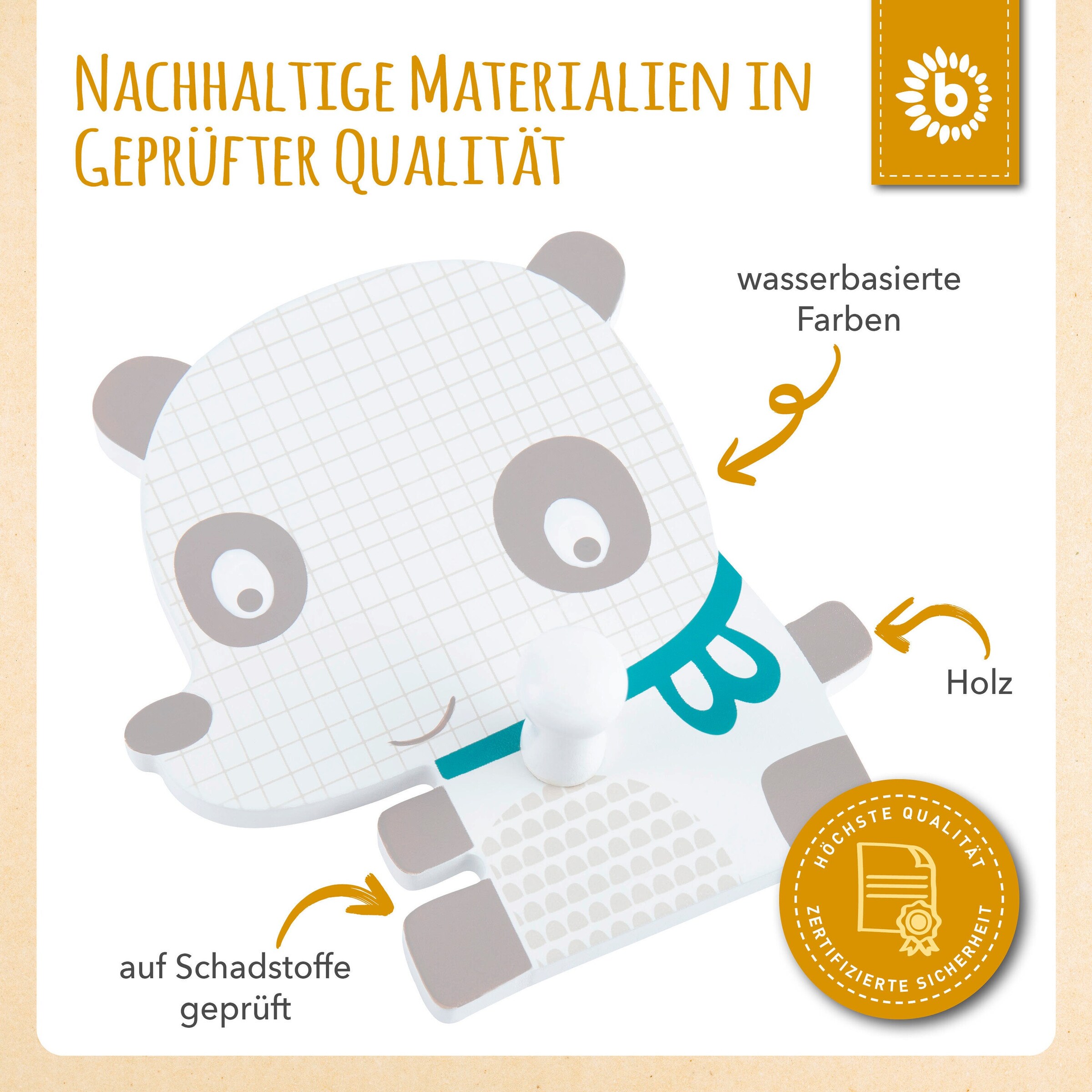 Bieco Kindergarderobe Panda Weiß