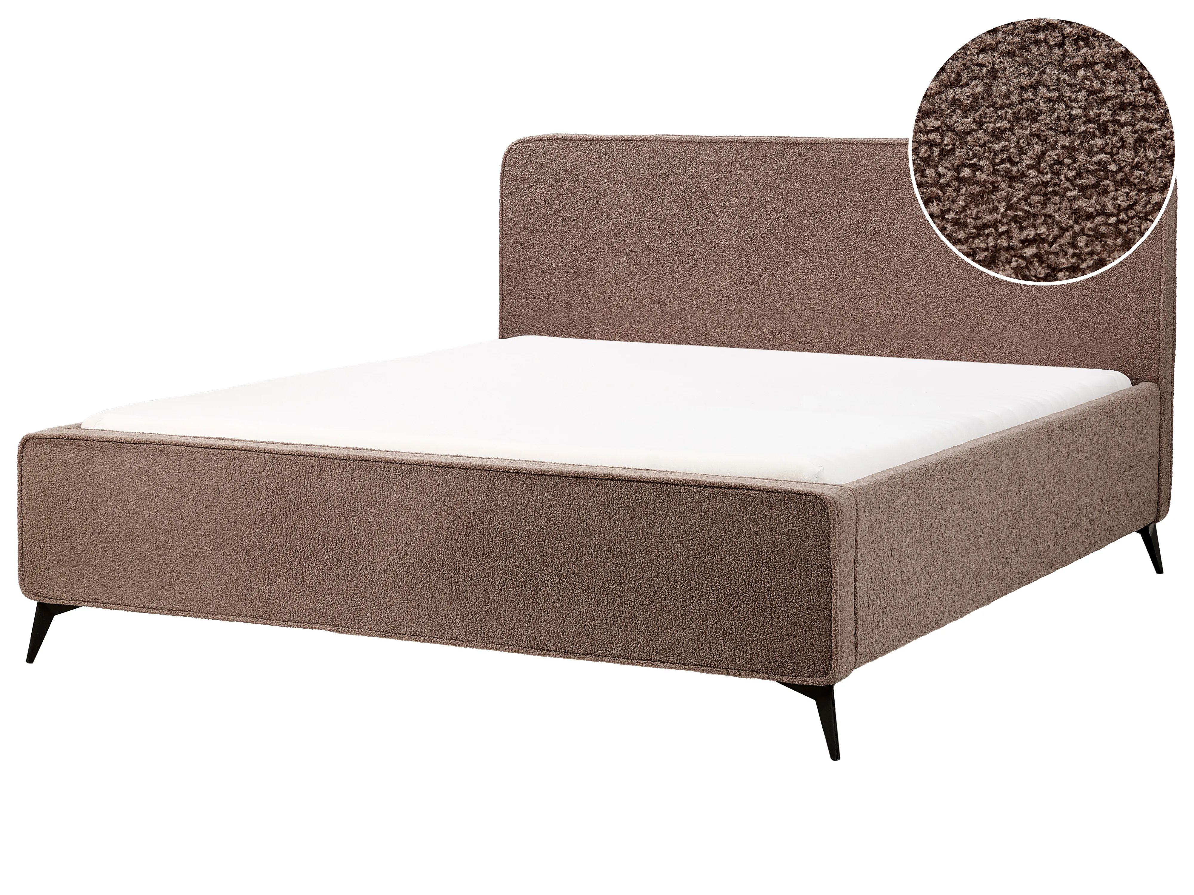 Bed Bouclé VALOGNES 180 x 200 cm Bruin