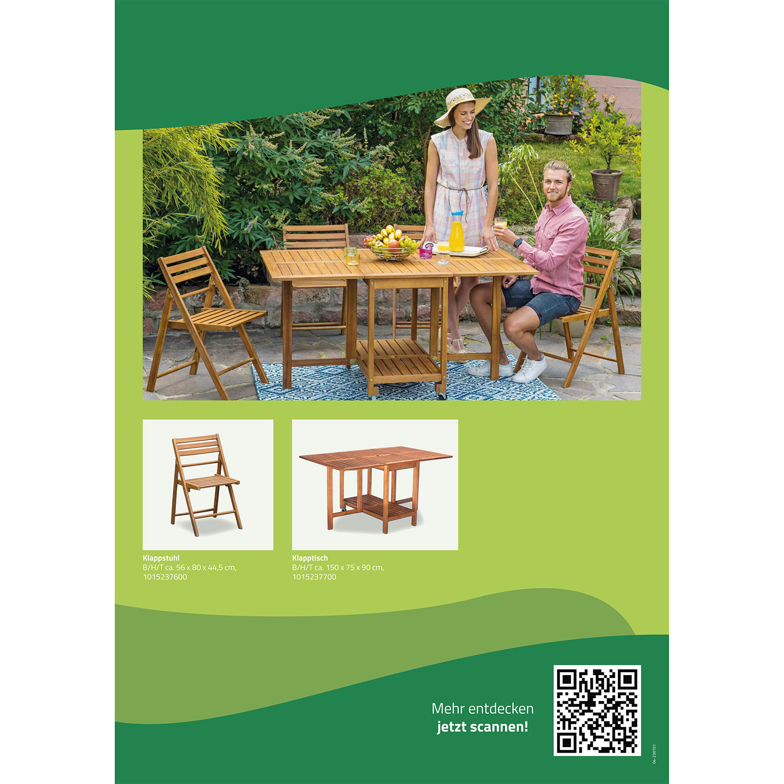 Gartenstuhl - Akazie Mangium massiv - klappbar