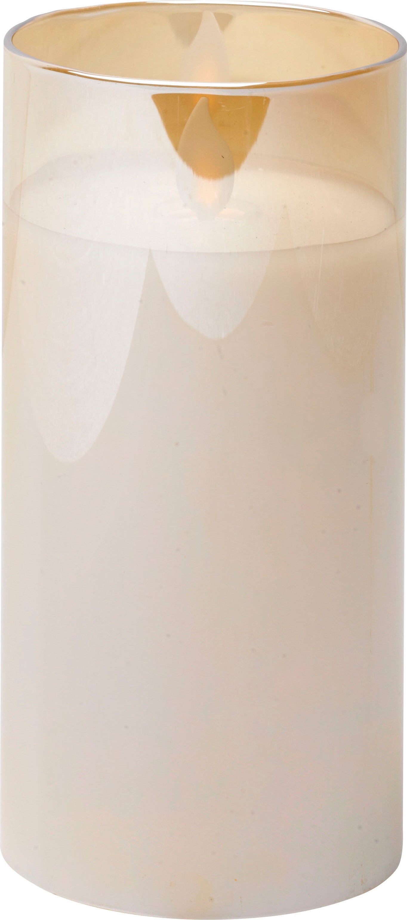 Intratuin LED kaars in glas met timer goud / wit D 7,5 H 15 cm