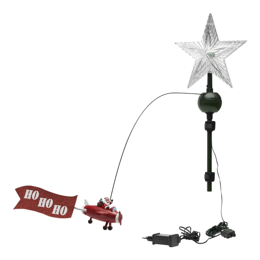 Toppstjerne med flyvende nisse 51 cm