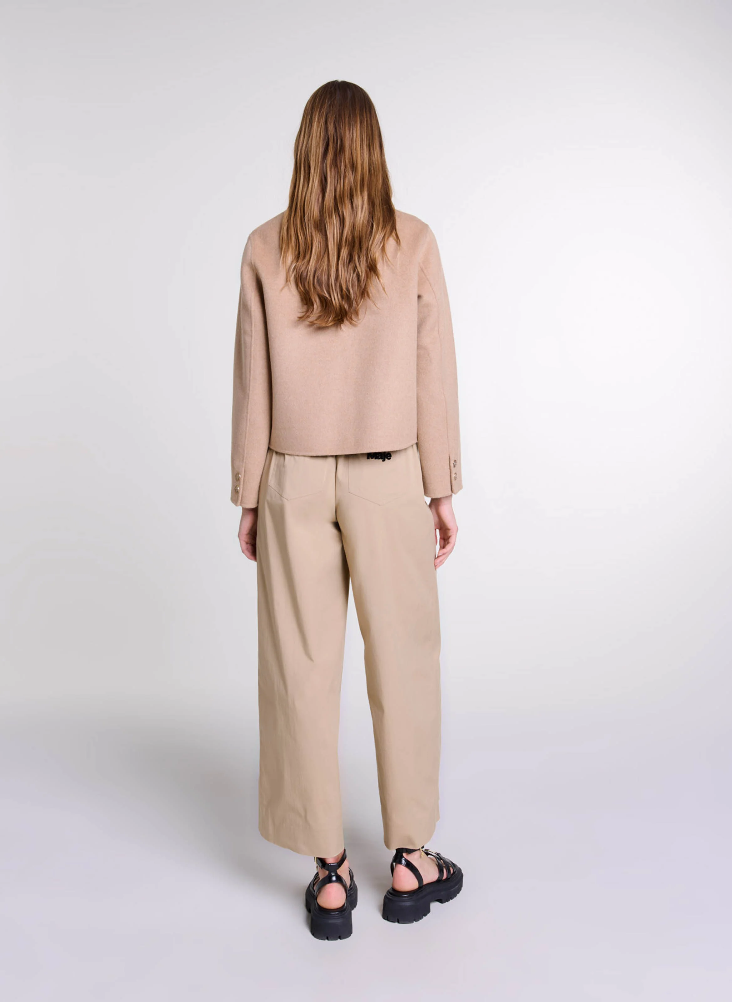 Veste col classique en laine mélangée | Beige
