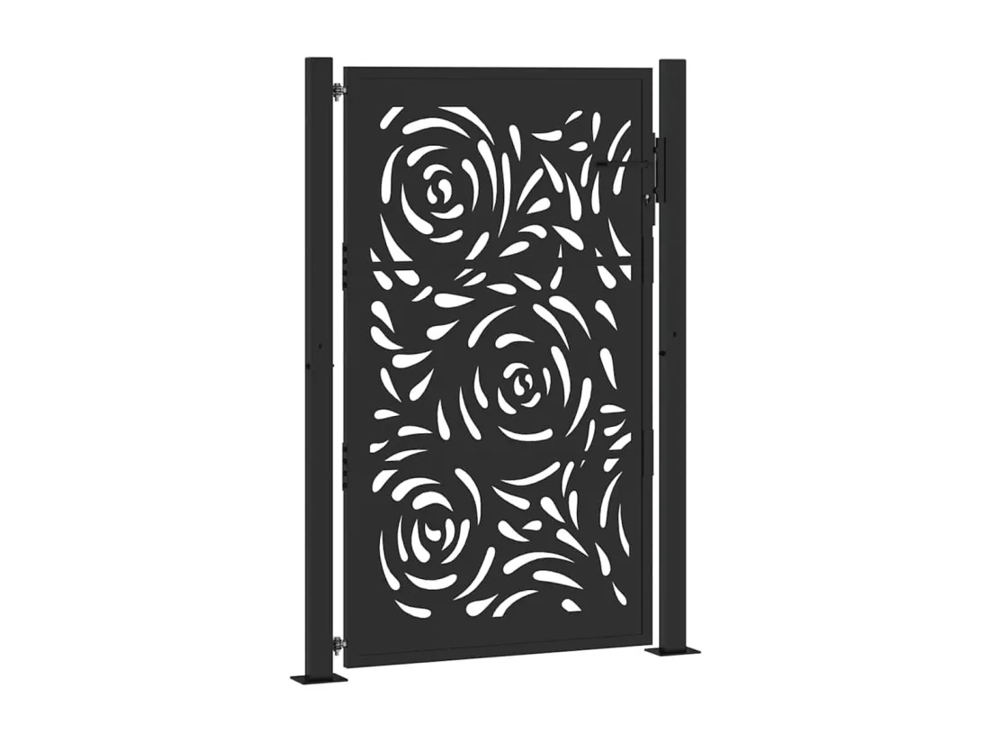 Portail de jardin noir 105x155 cm acier conception de flamme