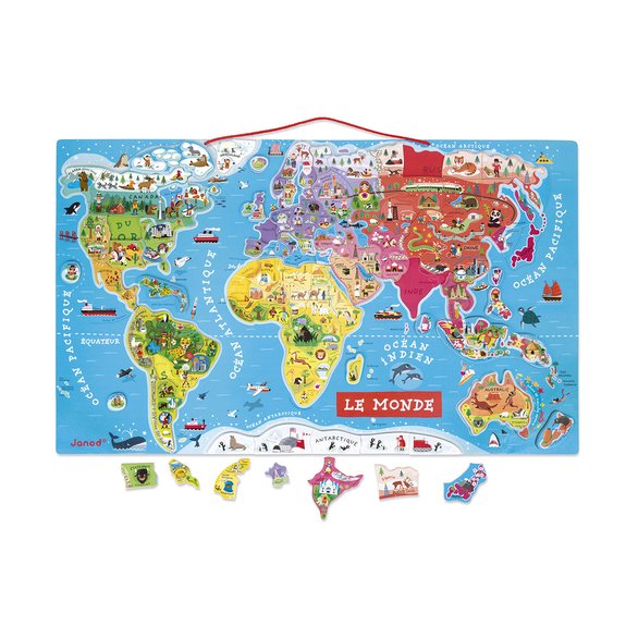 Puzzle 92 pièces magnétique du monde