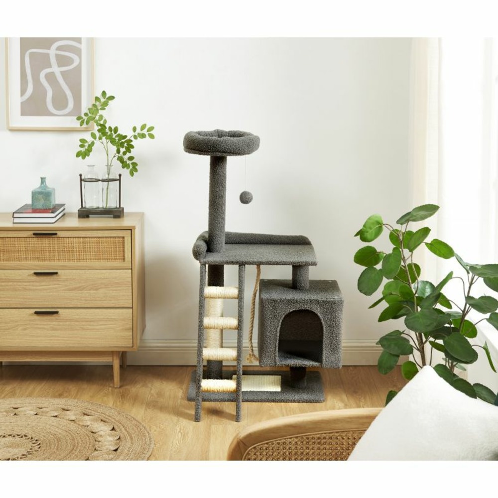 Arbre à chat calypso tissu bouclette gris foncé