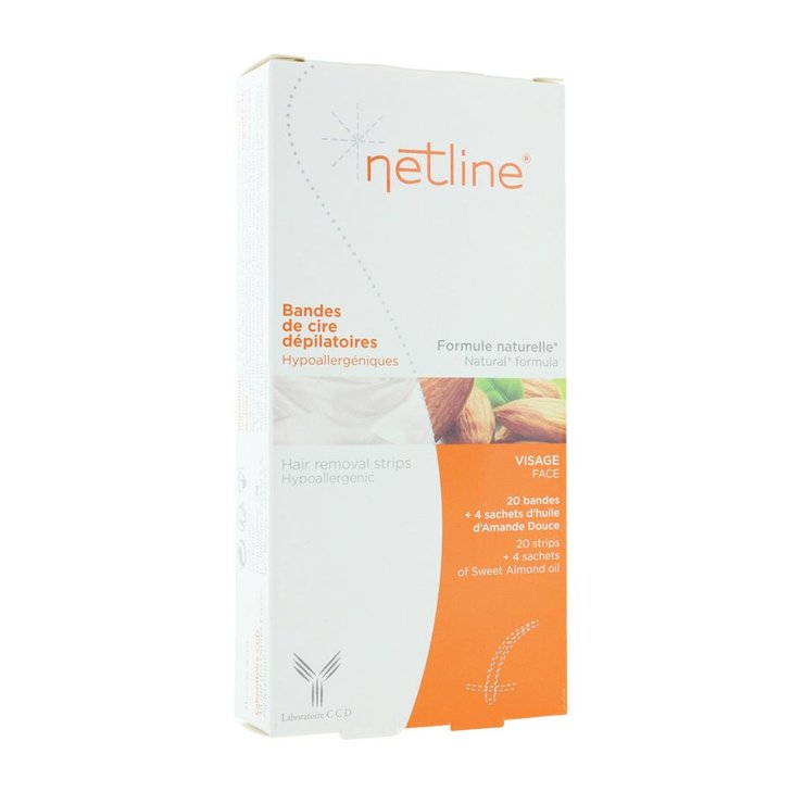 20 Bandes De Cire Depilatoire Visage + 4 Sachets D'huile D'amande Douce Netline