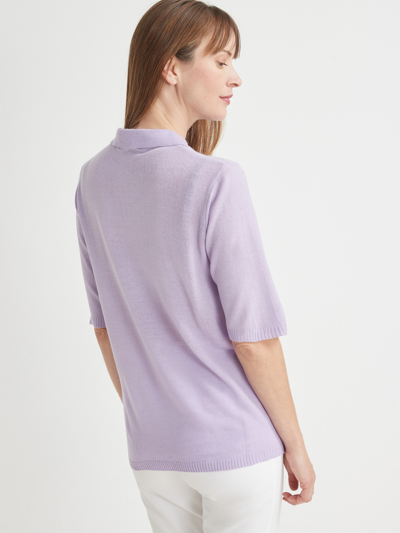 Pull col polo manches courtes ajouré