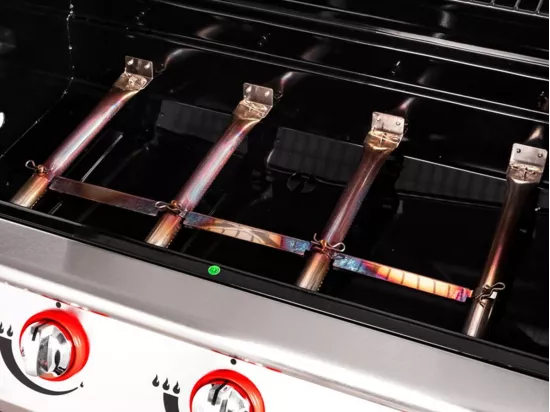 Barbecue à gaz avec chariot Manhattan 450GPI, 4 brûleurs, 1 réchaud latéral et plancha - Somagic