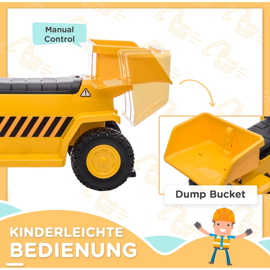 HOMCOM Elektro Kindertraktor mit Kipplaster gelb
