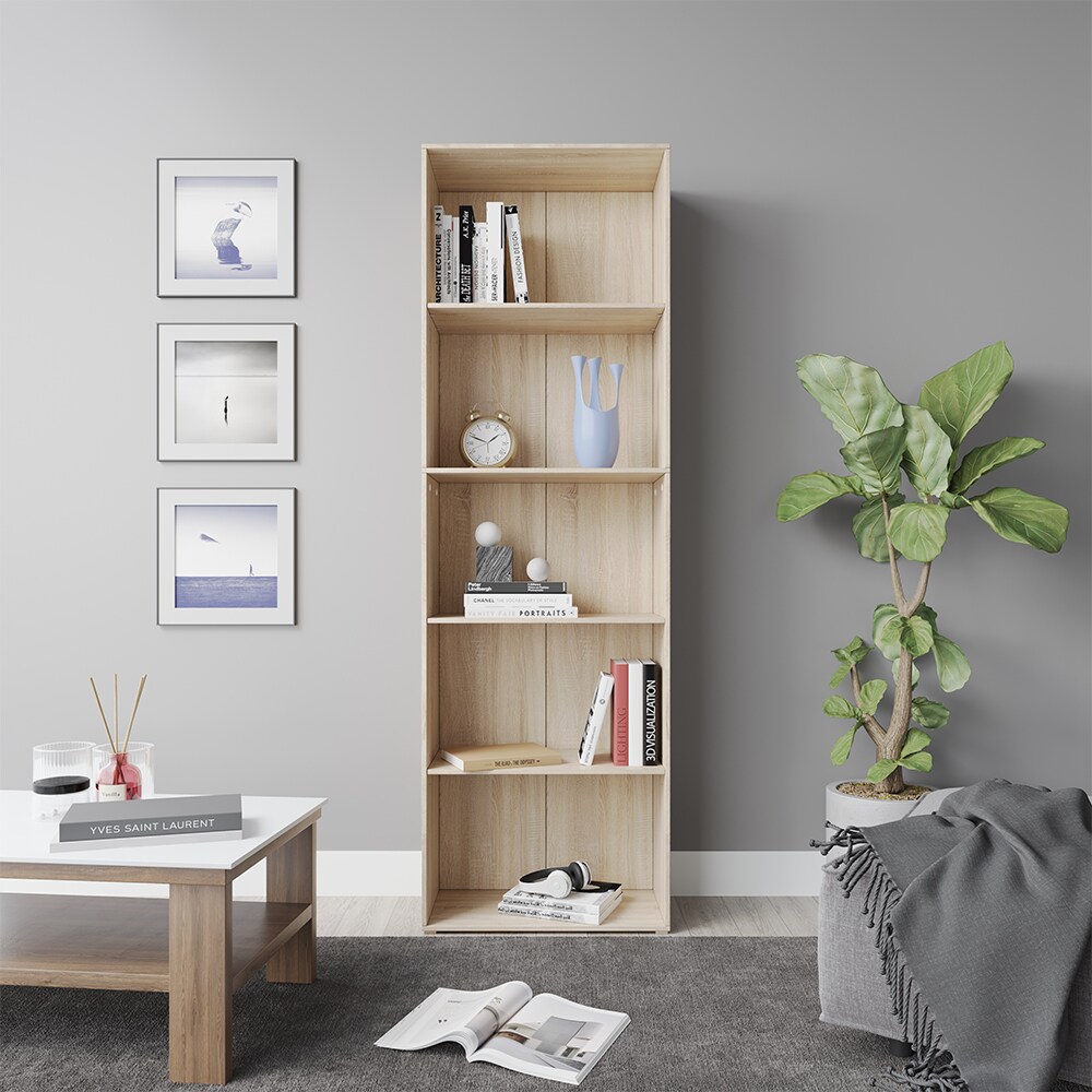 Vicco Bücherregal Bob, 190 x 60 cm, Sonoma, Wohnzimmer Standregal mit 5 Fächern
