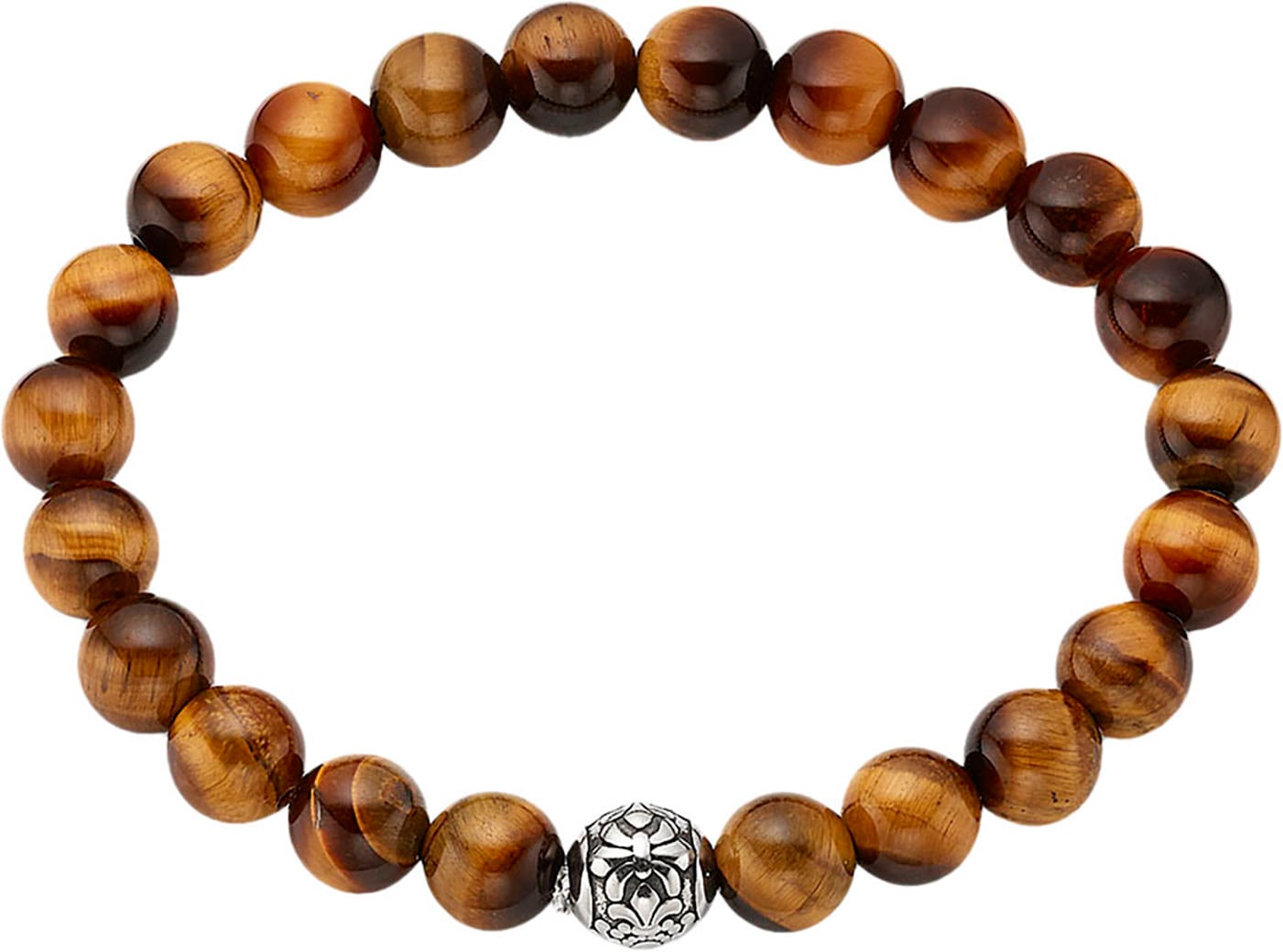 Bruno Banani Armband »Schmuck Geschenk felxibles Tigeraugenarband mit Edelstahlkugel« mit Tigerauge (synth.)