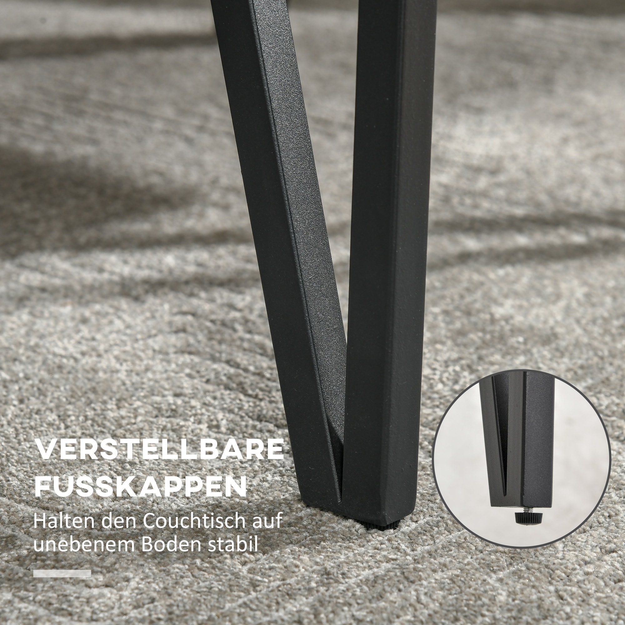 HOMCOM Couchtisch mit verstellbaren Fußstützen natur 105L x 60B x 42H cm