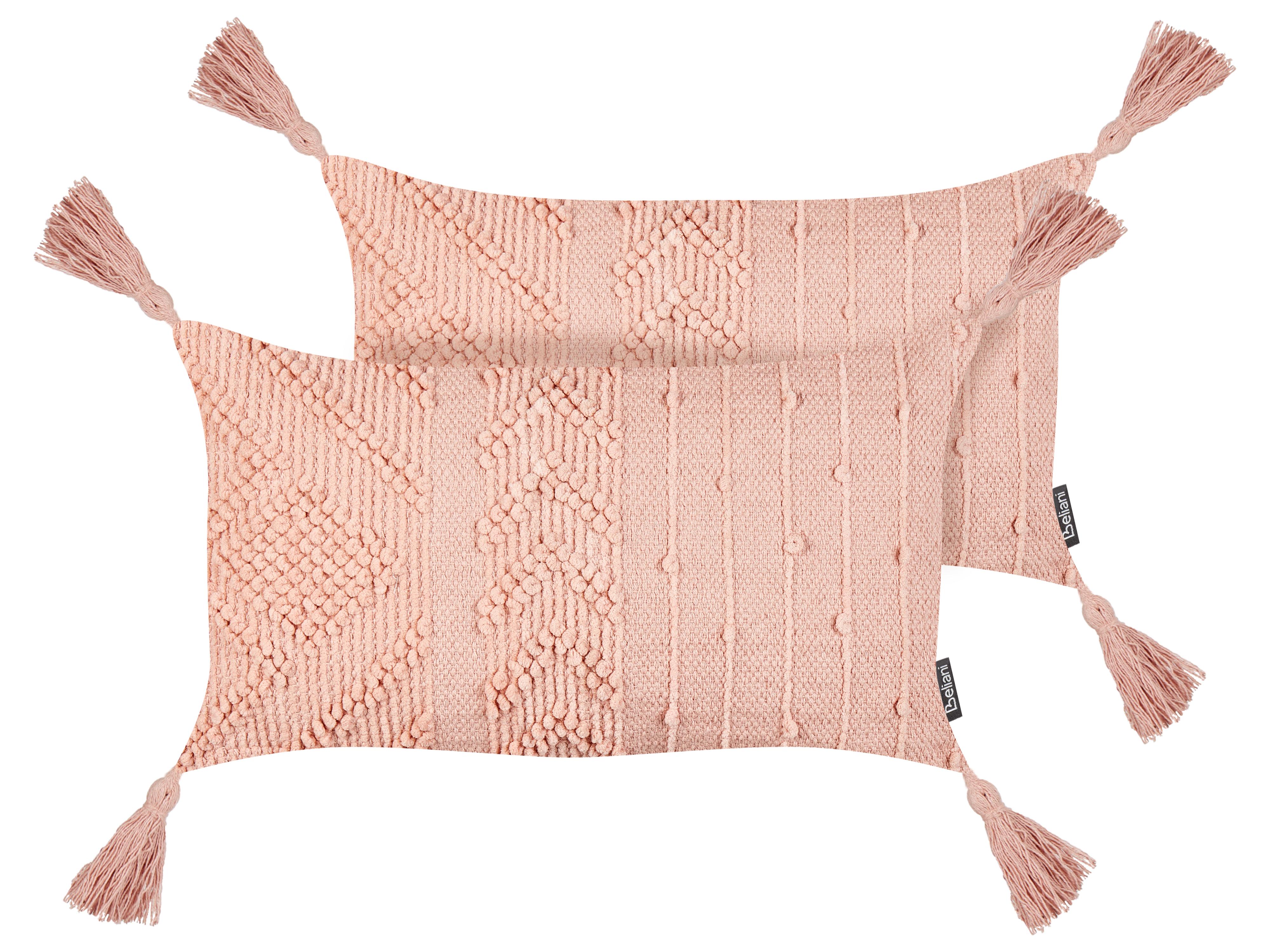 Set van 2 sierkussens VALVARIA Katoen 30 x 50 cm Perzikroze chevron patroon