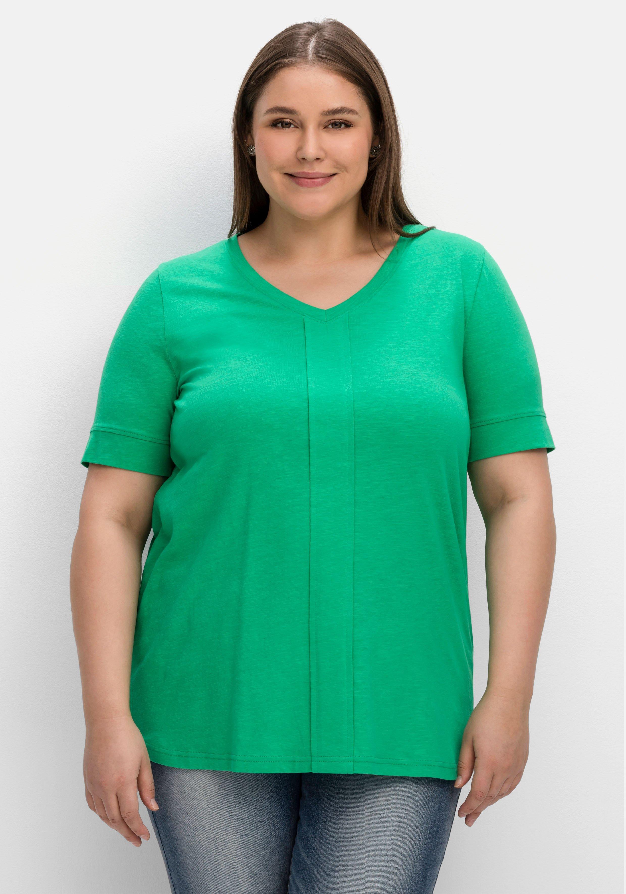 T-Shirt mit gesteppter Falte vorn, aus Jersey