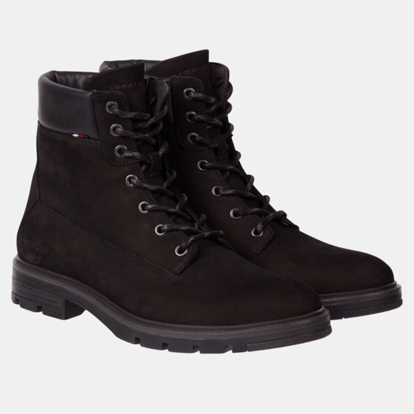 Tommy Hilfiger Boots en Velours de Cuir Hilfiger Padded noires