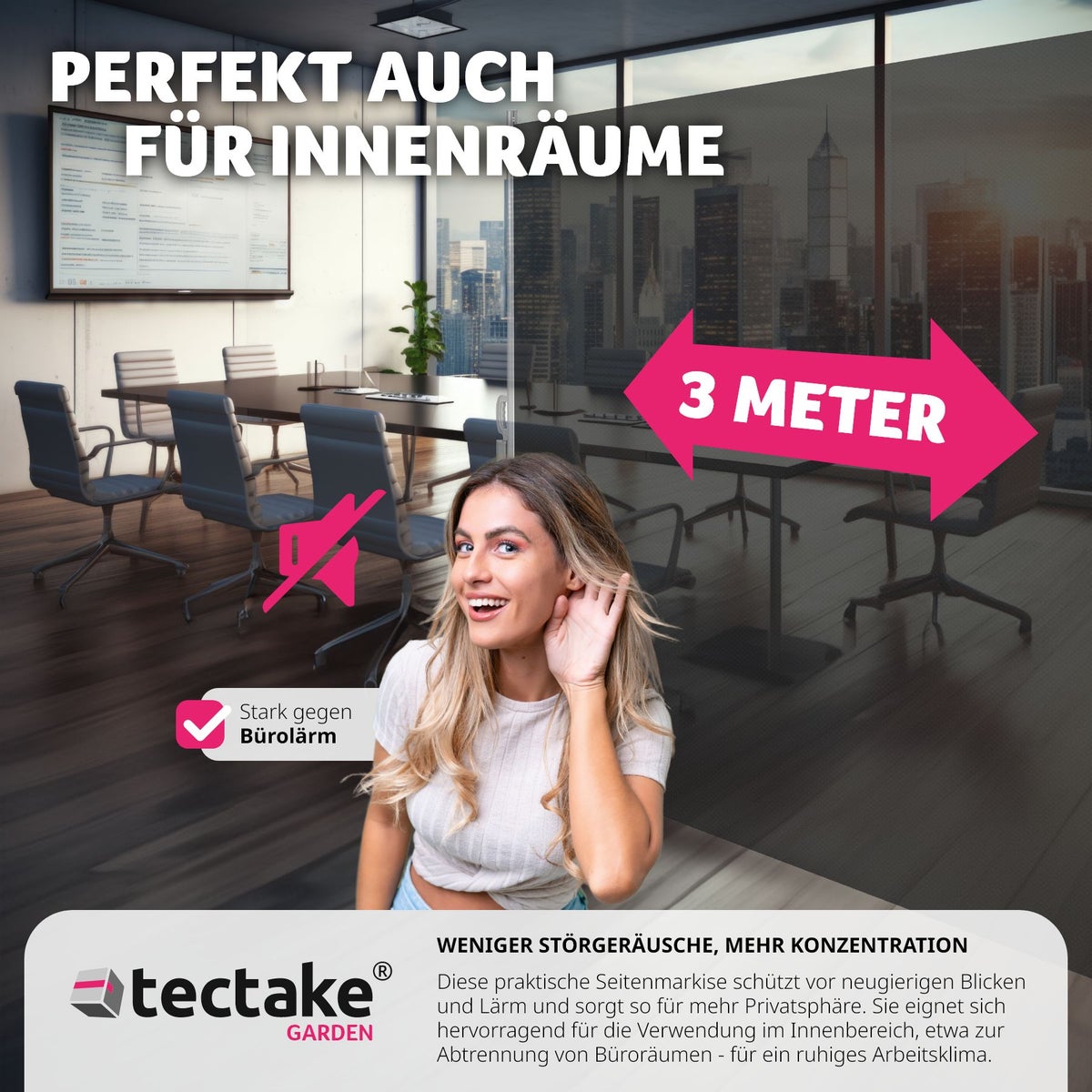 tectake aluminium zijluifel, 180 x 300 cm