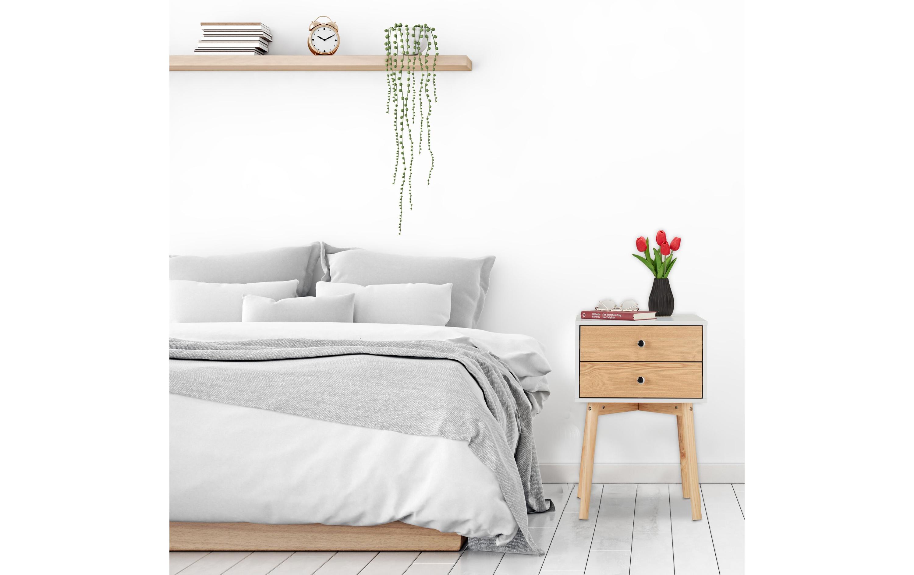 Nachttisch mit 2 Schubladen 60 x 40 cm, NatureNachtschrank