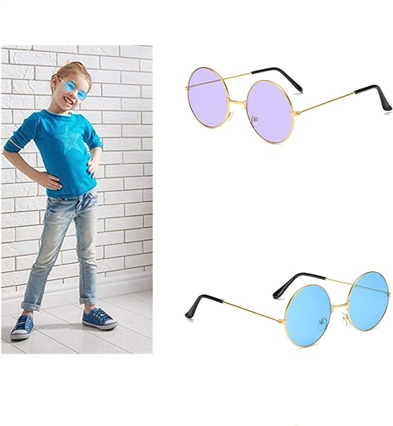 (3er Set) Photo Booth Party Brille Hippie Fotorequisite Retro Sonnenbrille Verkleidungs Accessoire für lustige Bilder - Blau / Rosa / Lila