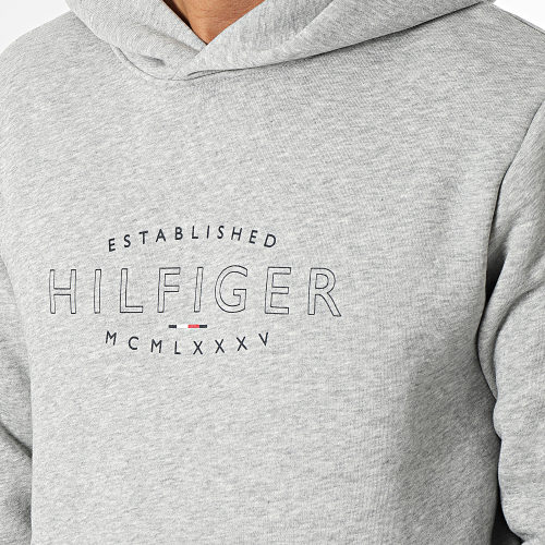 Sweat Capuche Hilfiger Curve Logo 0013 Gris Chiné