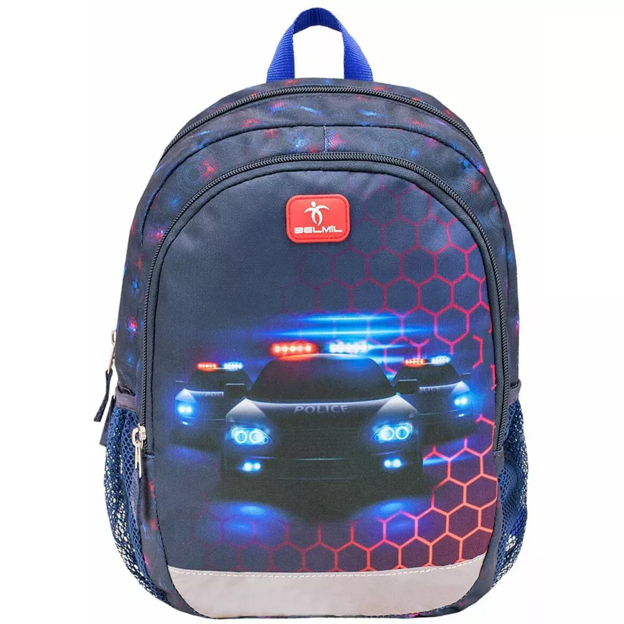 Belmil Kindergartenrucksack Kiddy Plus Kindergartenrucksack für 3-6 Jährige Kinder mit Brustgurt Police