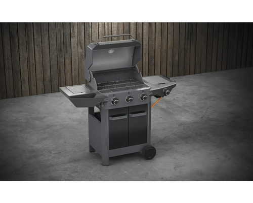 Tenneker® Carbon TG-3 U Gasgrill met 3 branders + zijbrander, gietijzeren rooster, zwart