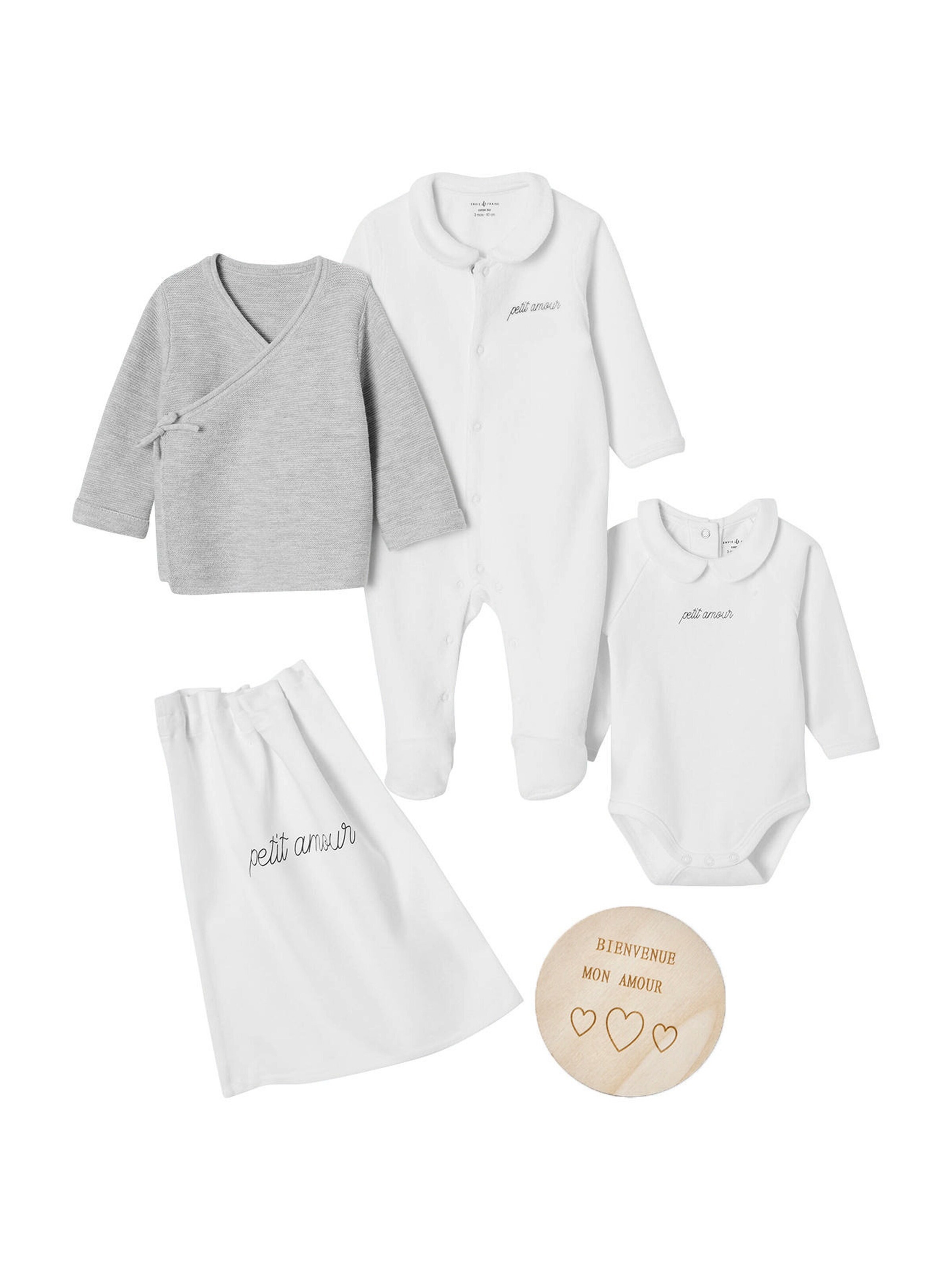 Envie de Fraise Bio-Kollektion: 5-teiliges Baby-Geschenkset weiß