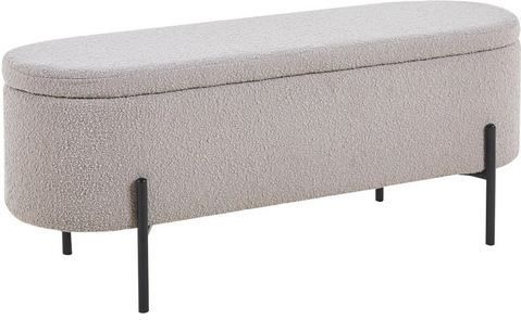 SalesFever - Bedbank - Opbergfunctie - Bouclé Stof - Taupe - Zwart - Multicolor