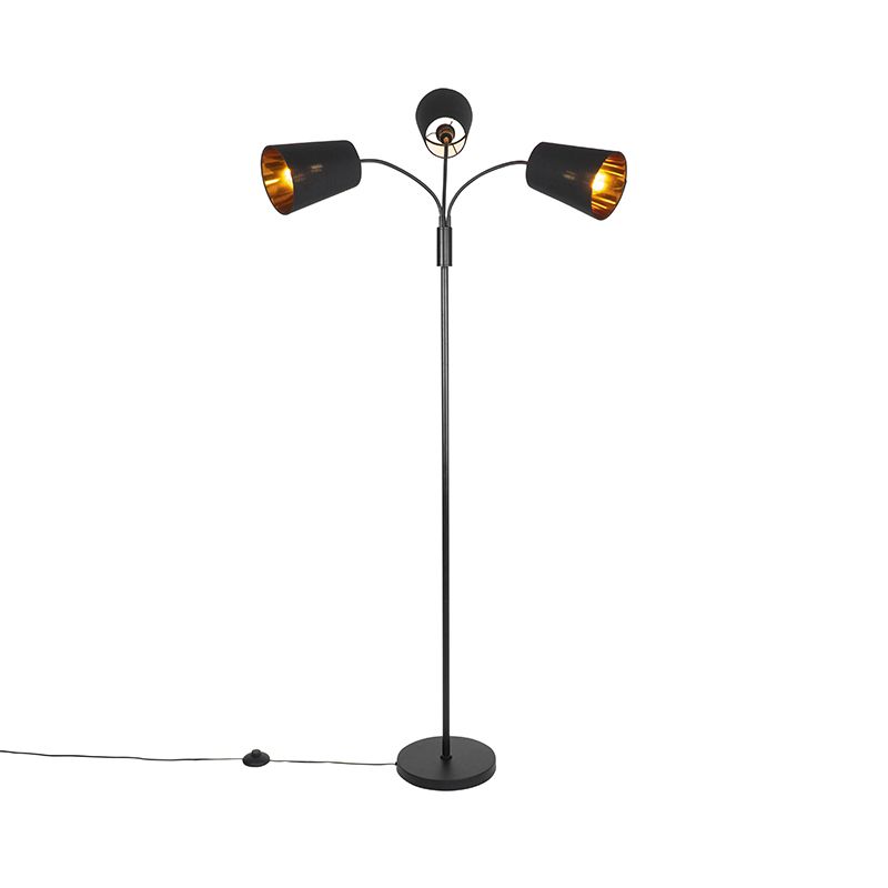 Moderne vloerlamp zwart 3-lichts - Carmen
