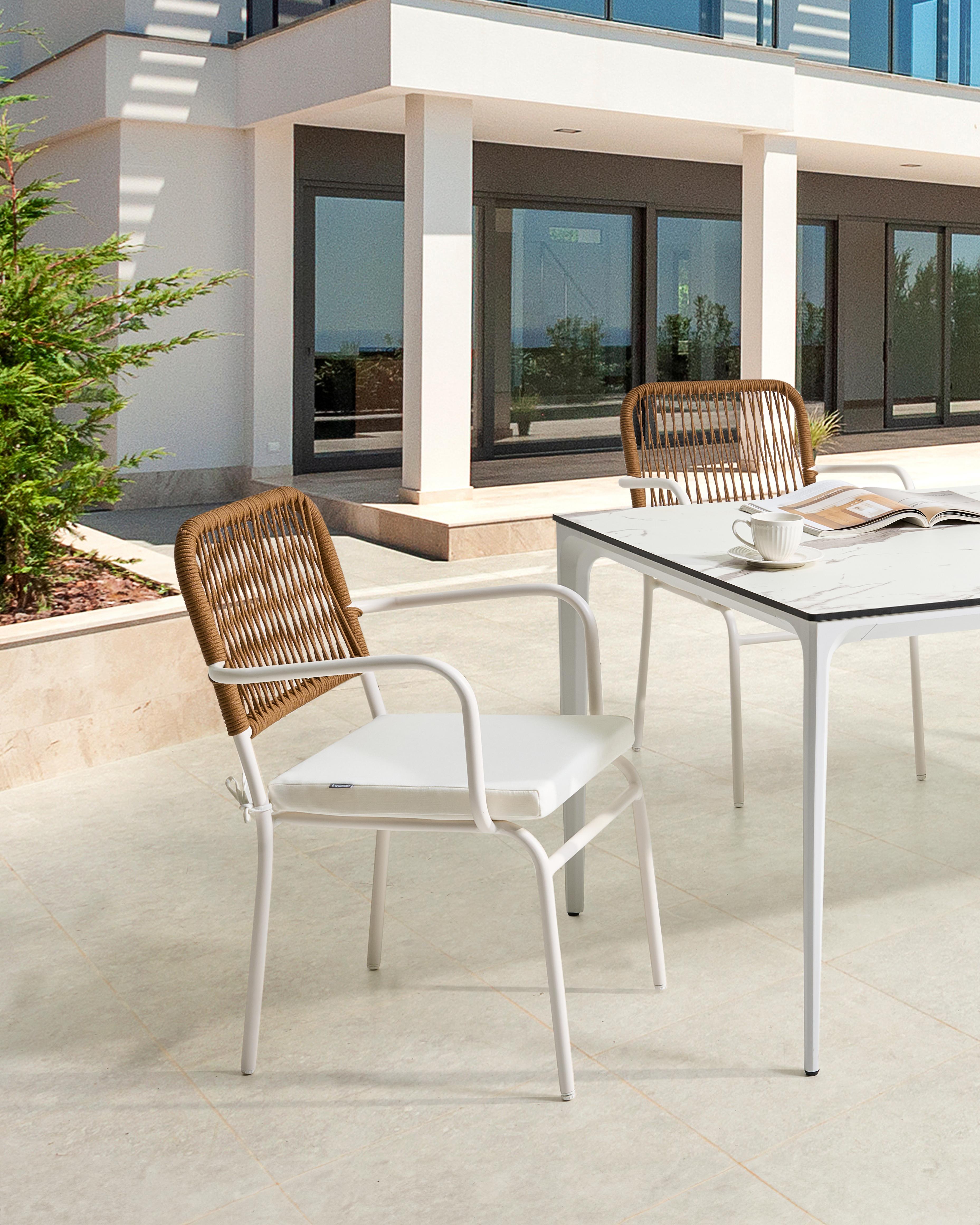 Set van 4 stoelen met zitkussen TACENO Metaal Wit