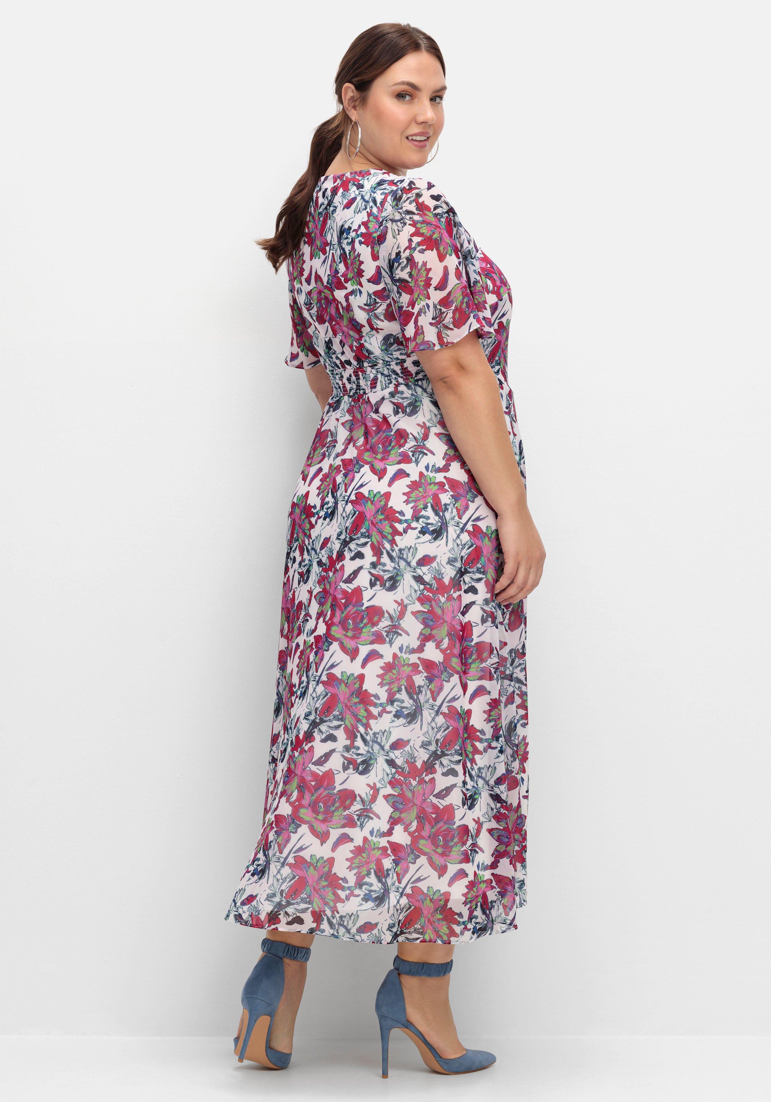 Chiffonkleid mit Blumenprint und Unterkleid