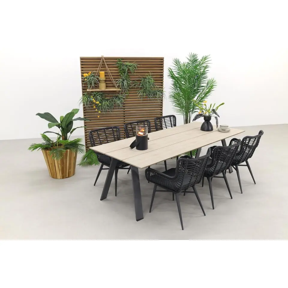Jasmine black/Garden Impressions Nevada 240x100 cm. tuinset