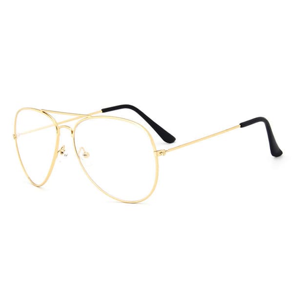 Retro pilot aviator briller gullklart glass uten styrke