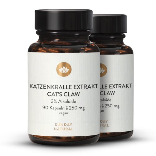 Sunday Natural Products  Katzenkralle (Cat’s Claw) 250 mg Extrakt Kapseln