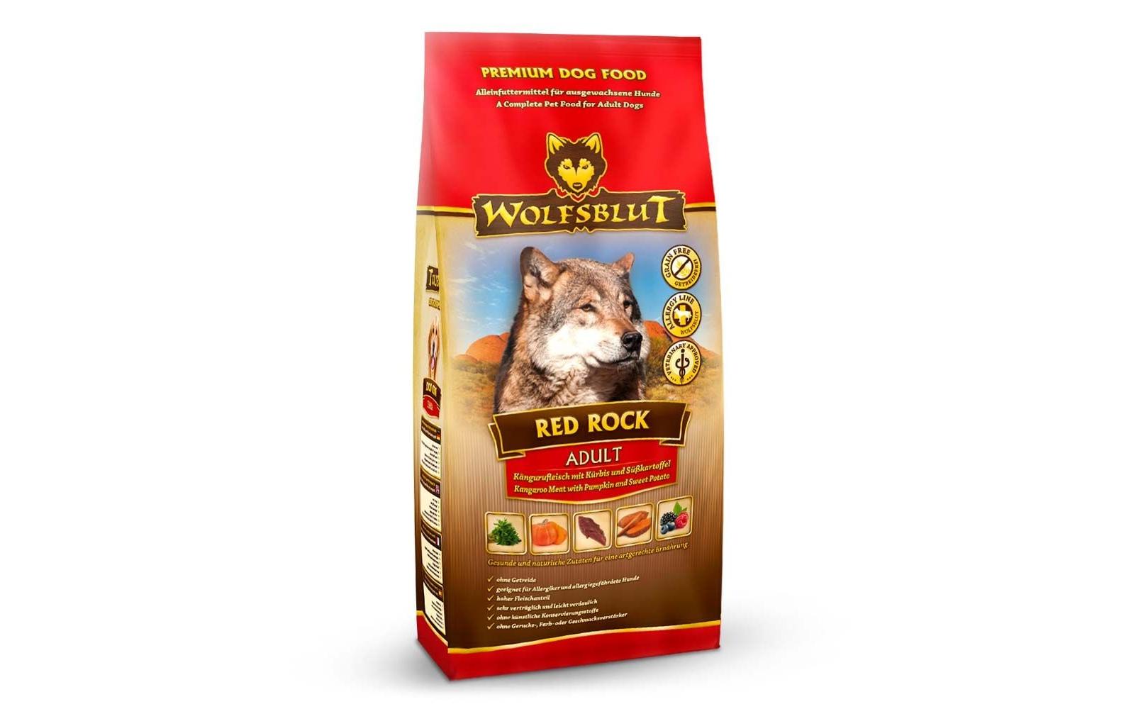 Trockenfutter Dog Red Rock Adult, 12.5 kgMit Känguru und Kürbis