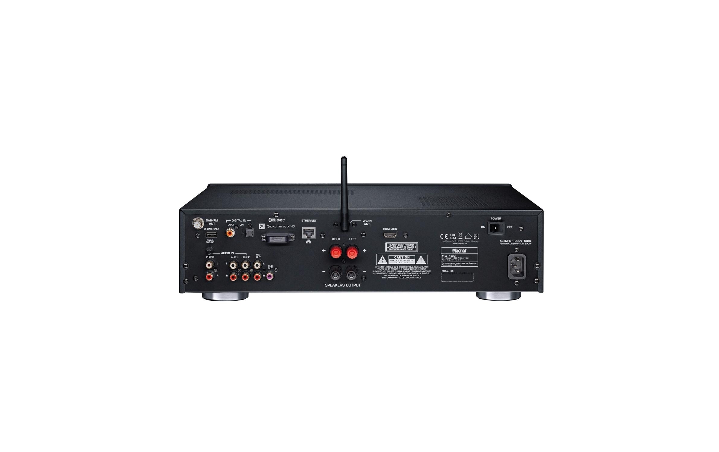 Stereo-Receiver MC 400 Schwarz<br>High-End Stereo Netzwerk/CD/DAB+-Receiver mit 200 Watt Maximal-Ausgangsleistung in Hi-Res Qualität